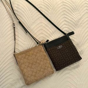 (2) Coach Crossbody Bags - Black and Nude